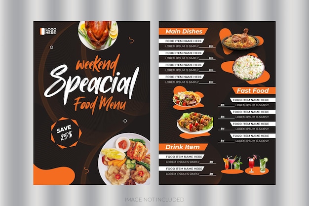 Modèle de conception du menu spécial du week-end