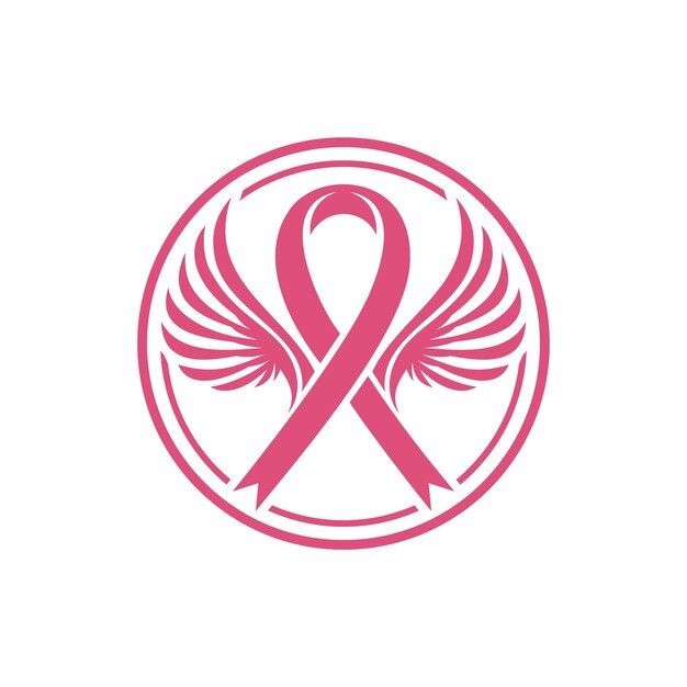 Vecteur modèle de conception du symbole du logo de la fondation du cancer du sein avec ruban rose