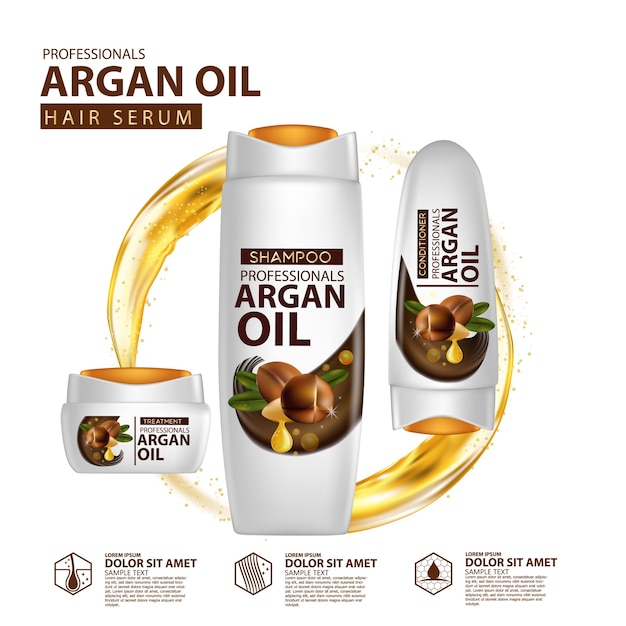 Modèle De Conception D'emballage De Shampooing De Soins Capillaires à L'huile D'argan