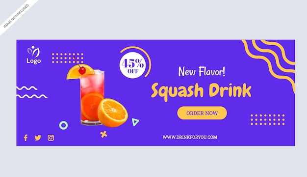 Vecteur modèle de conception d'entreprise promotionnelle imprimée par la boutique de bannières de boissons de squash