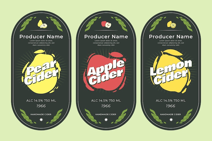 Vecteur modèle de conception d'étiquette de cidre