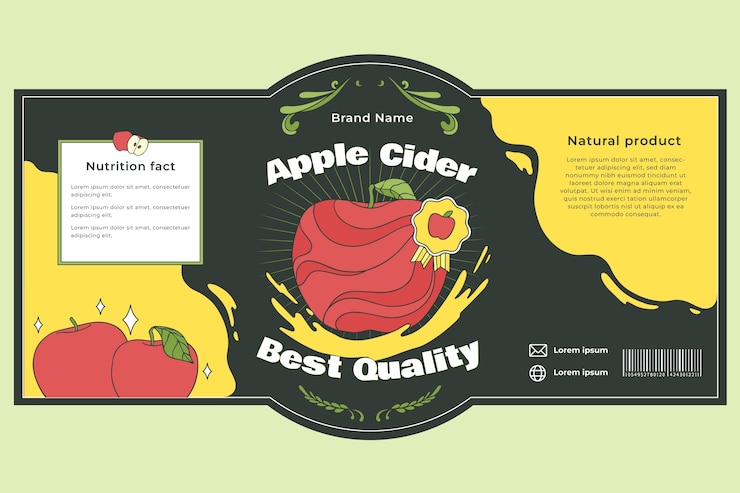 Vecteur modèle de conception d'étiquette de cidre