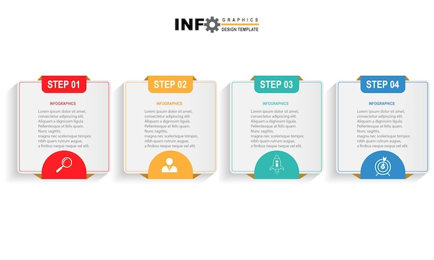 Modèle De Conception D'étiquette D'infographie Vectorielle Avec Icône Et 4 Options Ou étapes