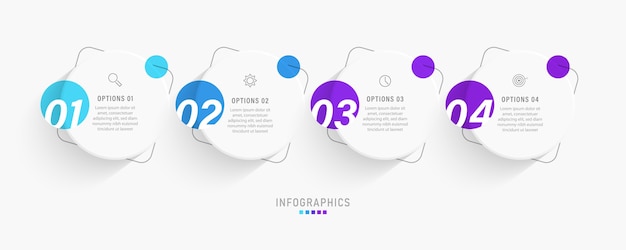 Modèle De Conception D'étiquette Infographique Avec Des Icônes Et 4 Options Ou étapes.