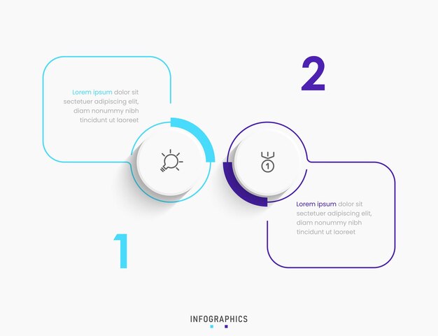 Modèle de conception d'étiquettes infographiques vectorielles avec icônes et 2 options ou étapes Peut être utilisé pour le processus