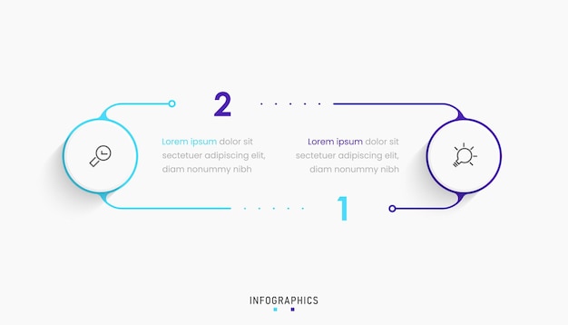 Vecteur modèle de conception d'étiquettes infographiques vectorielles avec icônes et 2 options ou étapes peut être utilisé pour le processus