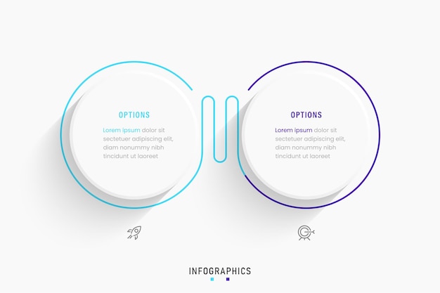 Vecteur modèle de conception d'étiquettes infographiques vectorielles avec icônes et 2 options ou étapes peut être utilisé pour le processus