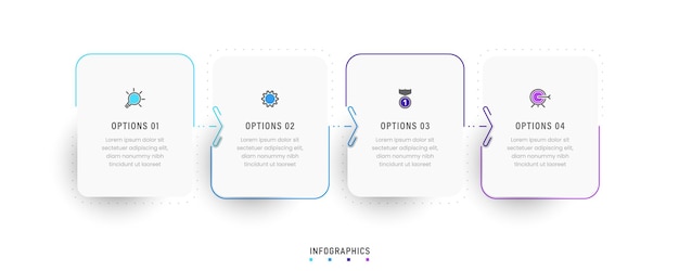 Modèle De Conception D'étiquettes Infographiques Vectorielles Avec Icônes Et 4 Options Ou étapes. Peut être Utilisé Pour Le Processus