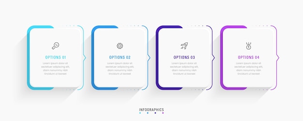 Modèle De Conception D'étiquettes Infographiques Vectorielles Avec Icônes Et 4 Options Ou étapes. Peut être Utilisé Pour Le Processus