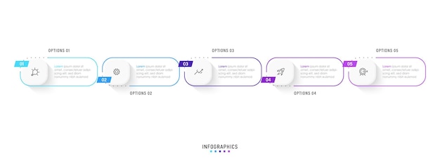 Modèle De Conception D'étiquettes Infographiques Vectorielles Avec Icônes Et 5 Options Ou étapes. Peut être Utilisé Pour Le Processus