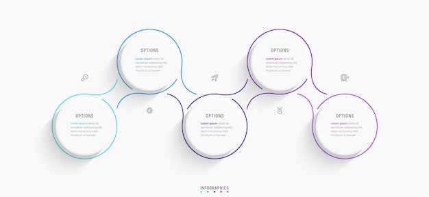 Vecteur modèle de conception d'étiquettes infographiques vectorielles avec icônes et 5 options ou étapes peut être utilisé pour le processus