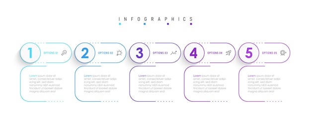 Modèle De Conception D'étiquettes Infographiques Vectorielles Avec Icônes Et 5 Options Ou étapes