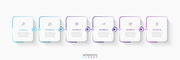 Modèle De Conception D'étiquettes Infographiques Vectorielles Avec Icônes Et 6 Options Ou étapes. Peut être Utilisé Pour Le Processus