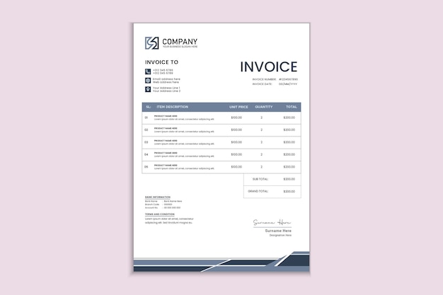 Modèle De Conception De Facture D'entreprise
