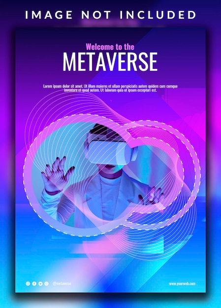 Vecteur modèle de conception de flyer de conférence de réalité augmentée de technologie futuriste d'introduction de métaverse avec une photo de femme