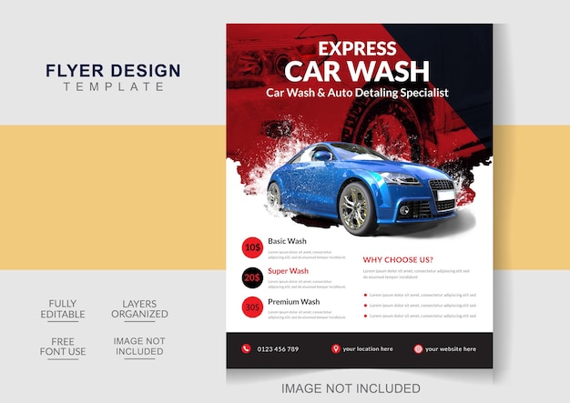 Vecteur modèle de conception de flyer de lavage de voiture pour votre entreprise