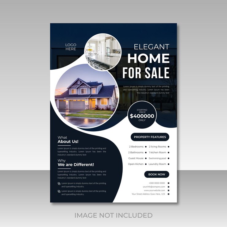 Vecteur modèle de conception de flyer de vente de maison en état réel