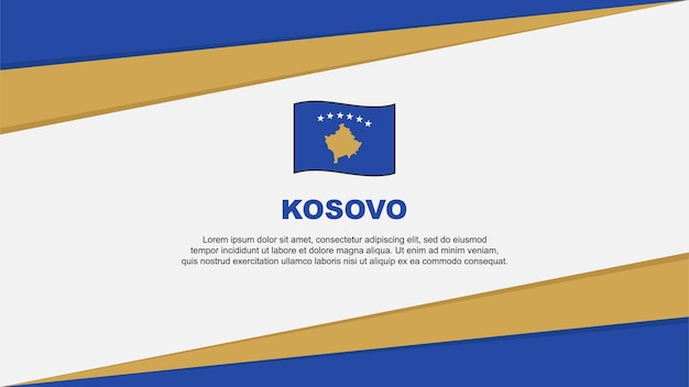 Modèle De Conception De Fond Abstrait Du Drapeau Du Kosovo Bannière Du Jour De L'indépendance Du Kosovo Illustration Vectorielle De Dessin Animé Conception Du Kosovo