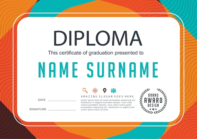 Modèle de conception de fond de certificat de diplôme d'enfants d'âge préscolaire