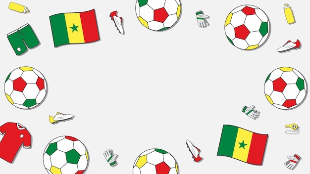 Modèle De Conception De Fond De Football Tournoi D'illustration Vectorielle De Dessin Animé De Football Au Sénégal