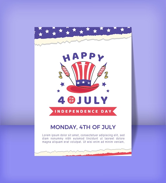 Vecteur modèle de conception de fond d'invitation de flyer de fête de l'indépendance du 4 juillet