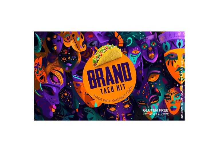 Vecteur modèle de conception graphique unique pour l'emballage de taco vibrant eps modifiable