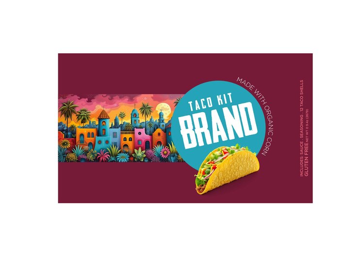 Vecteur modèle de conception graphique unique pour l'emballage de taco vibrant eps modifiable