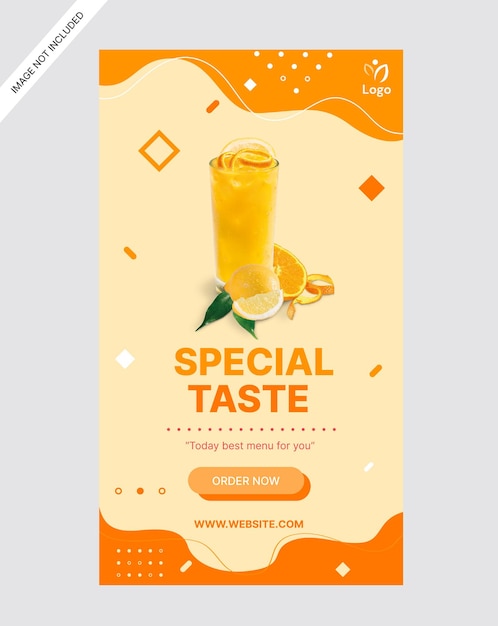 Modèle de conception d'une histoire Instagram pour la promotion de la boisson à l'orange