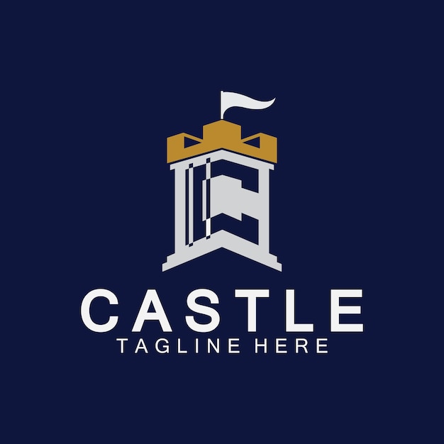 Vecteur le modèle de conception de l'icône du logo du château de la lettre c