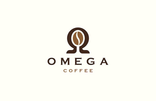 Modèle de conception d'icône de logo de café Omega vecteur plat