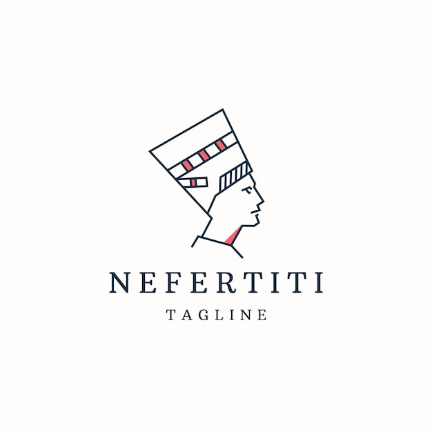 Modèle De Conception D'icône De Logo égyptien De La Reine Néfertiti Vecteur Plat