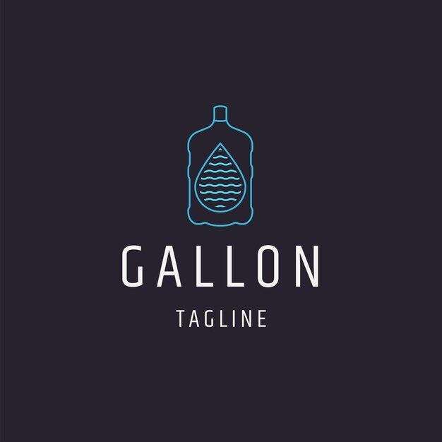 Modèle De Conception D'icône De Logo De Gallon D'eau Vecteur Plat