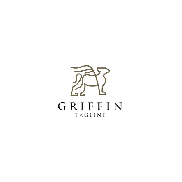 Modèle de conception d'icône de logo Griffin illustration vectorielle plane