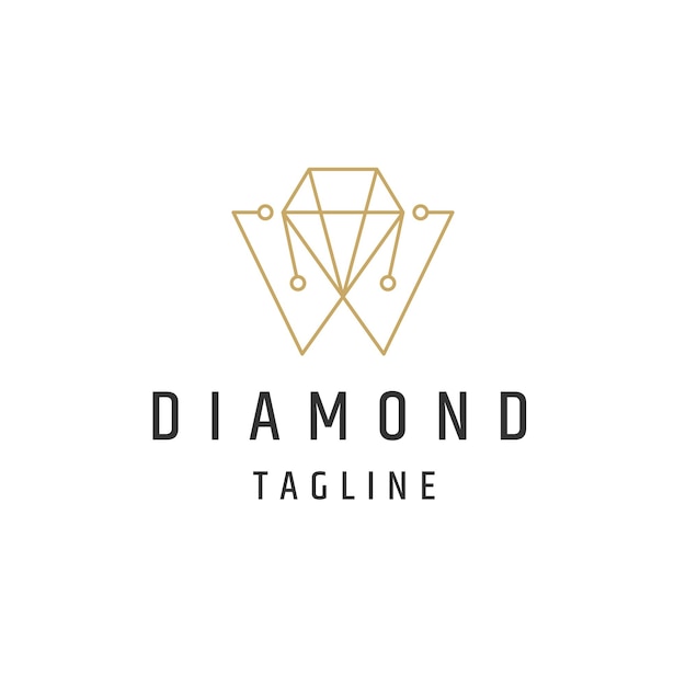 Modèle De Conception D'icône De Logo De Ligne De Diamant Vecteur Plat Premium