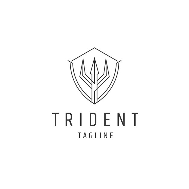 Modèle De Conception D'icône De Logo De Ligne De Trident Vecteur Plat