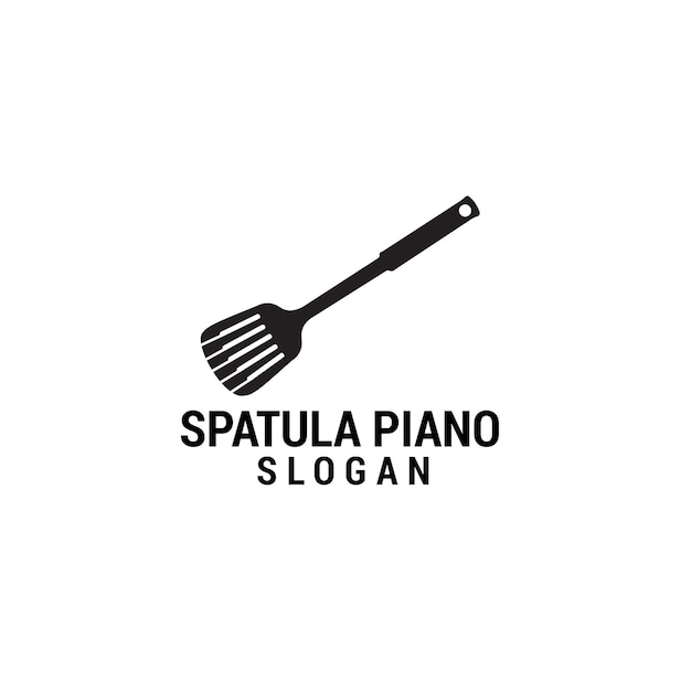 Modèle De Conception D'icône De Logo De Spatule De Piano Vecteur Premium De Luxe