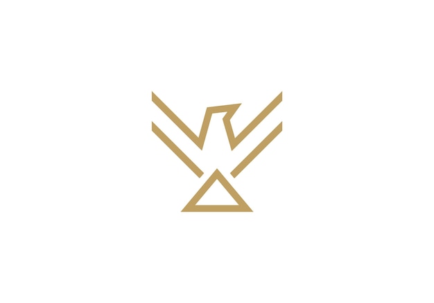 Modèle De Conception D'icône De Style Linéaire Du Logo De L'aigle Doré Simple