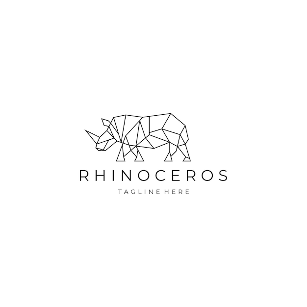 Modèle De Conception D'icône De Vecteur De Logo Polygonal Géométrique De Rhinocéros