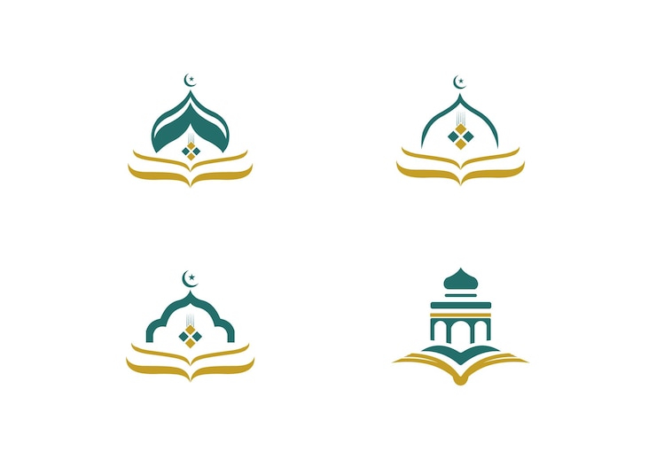 Vecteur modèle de conception d'illustration du symbole de l'icône du livre islamique