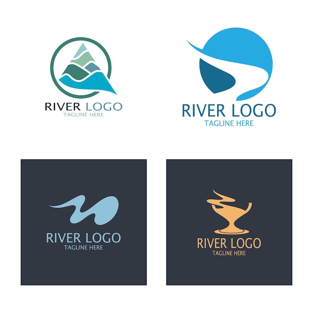 Modèle de conception d'illustration d'icône de vecteur de logo de rivière