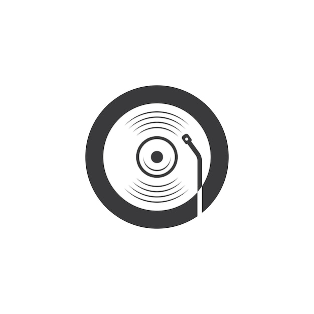 Vecteur modèle de conception d'illustration d'icône de vecteur de musique de disque vinyle