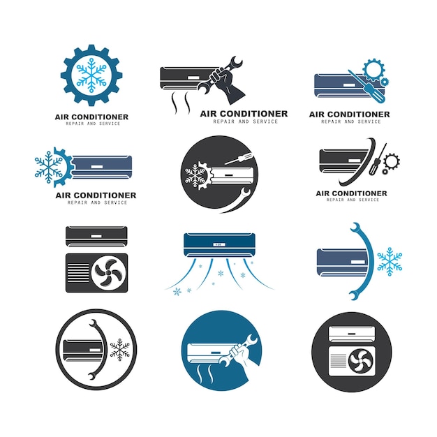 Modèle De Conception D'illustration D'icône De Vecteur De Réparation Et De Service De Climatiseur