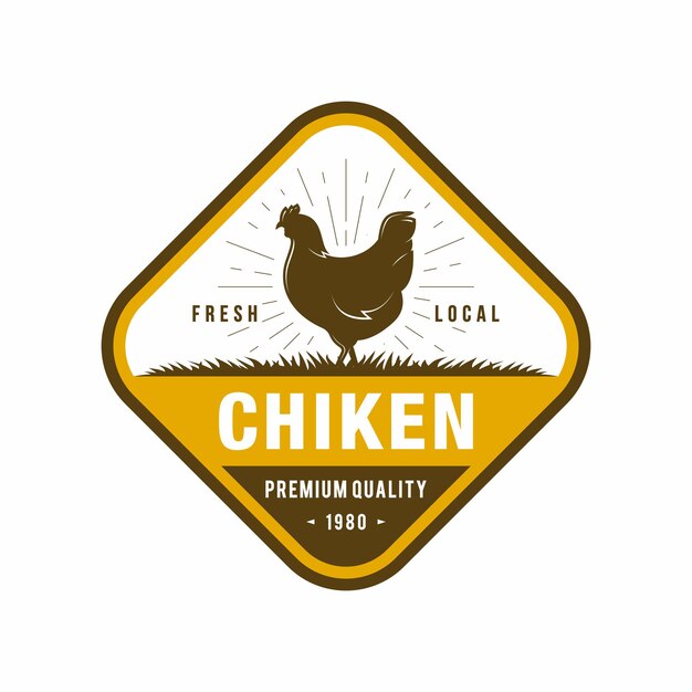 Modèle de conception de l'illustration vectorielle du logo de l'élevage de poulets