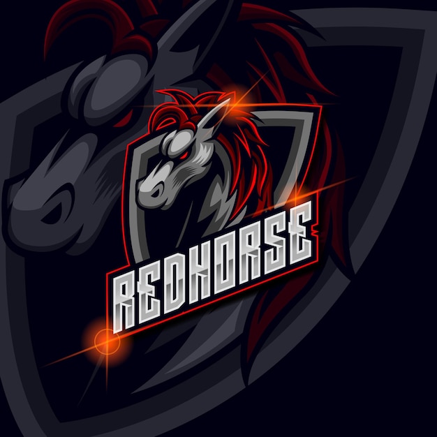 Modèle De Conception D'illustration Vectorielle De Logo De Chevaux Rouges Esport