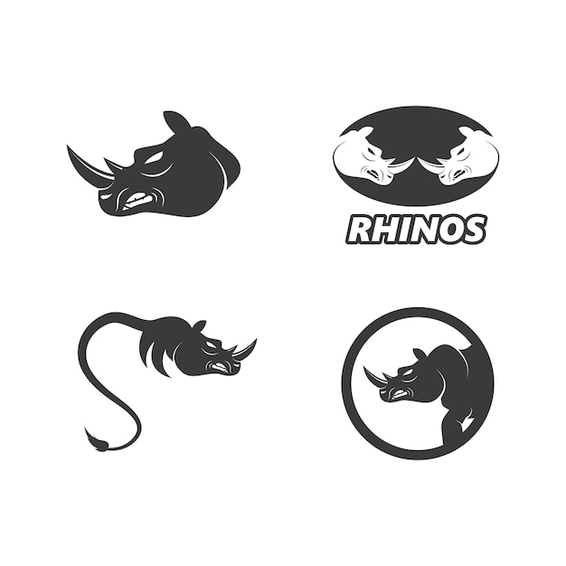 Modèle De Conception D'illustration Vectorielle De Logo D'icône De Rhinocéros