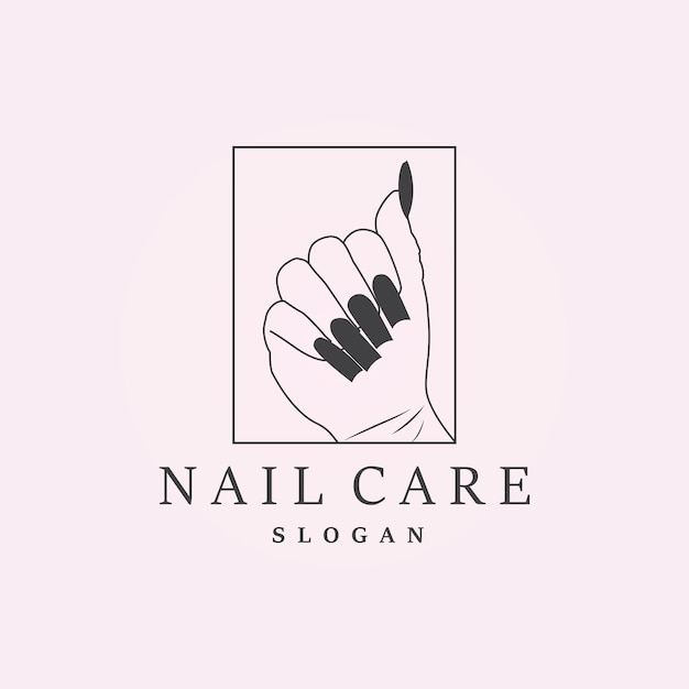 Modèle de conception d'illustration vectorielle de logo de soin des ongles de beauté