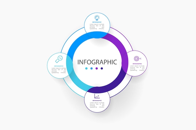 Modèle de conception d'infographie avec 4 options ou étapes