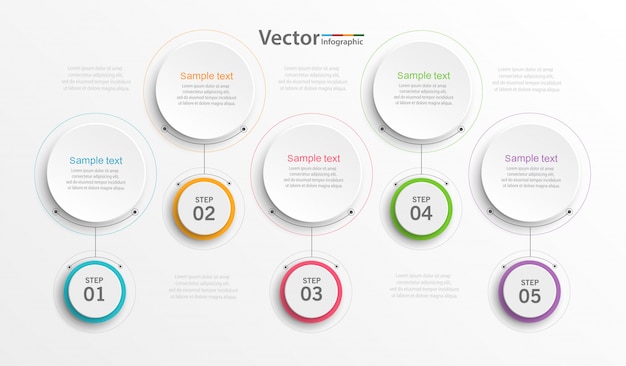 Modèle De Conception D'infographie Avec 5 étapes Ou Options