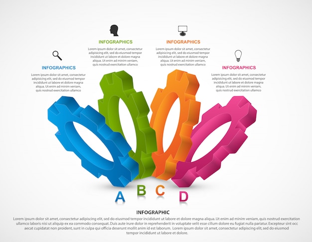 Modèle De Conception Infographie à Engrenages.