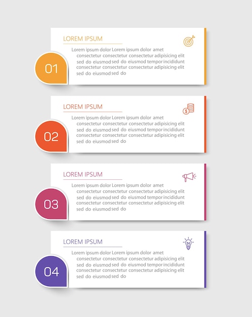Modèle de conception d'infographie d'entreprise avec 4 options, étapes ou processus
